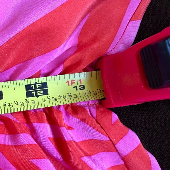 Amanda Uprichard Orange & Red Geometric V Neck Mini Dress 100% Silk Chev… - Picture 11 of 13